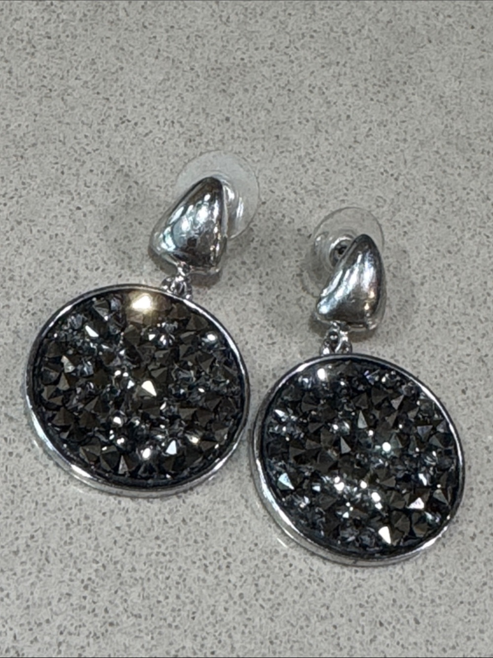 Swarovski Silver-Tone Black Crystal Pavé Drop Earrings